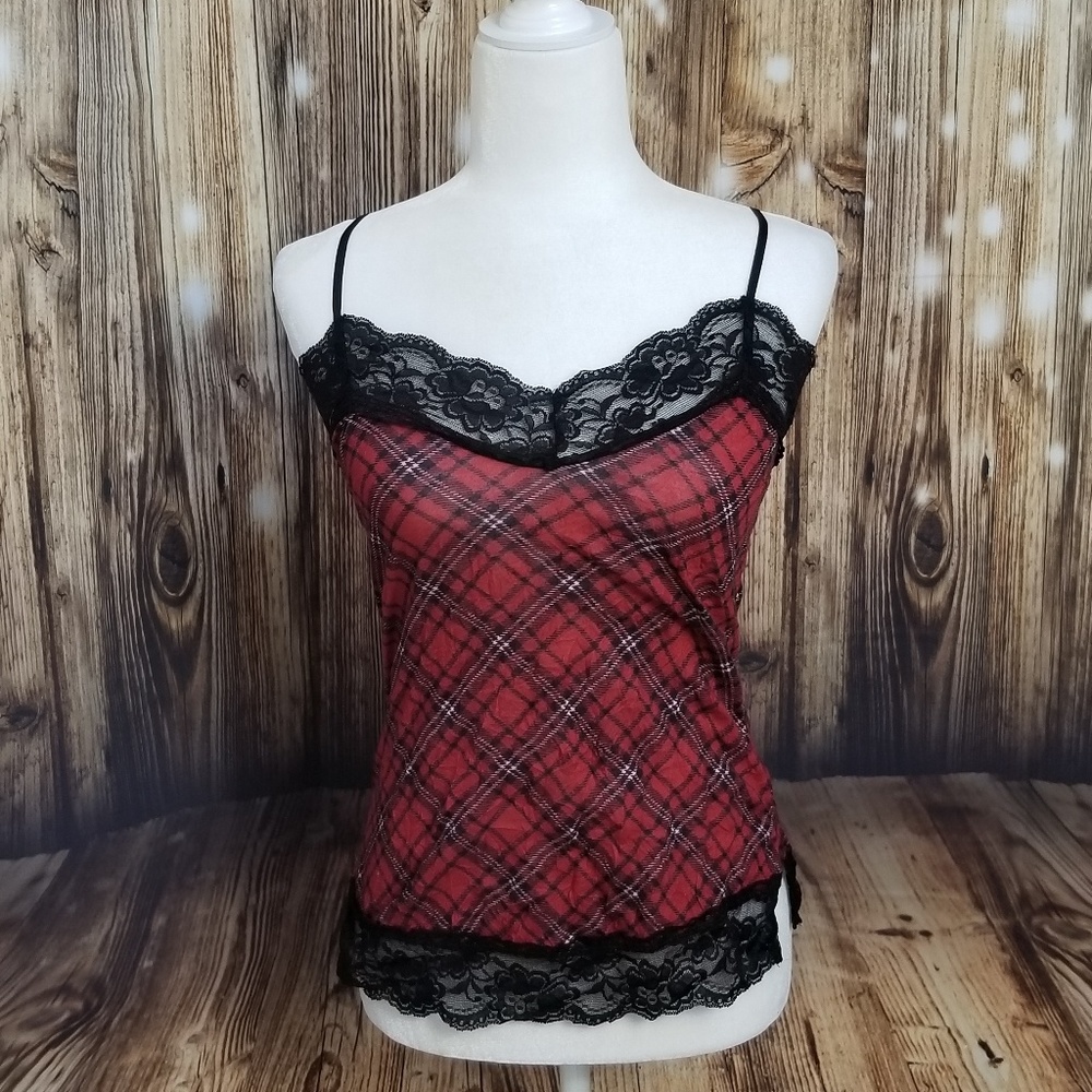 Xhilaration Plaid Lace Cami